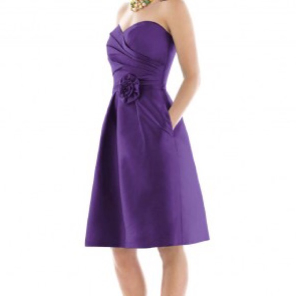 Alfred sung purple strapless dress